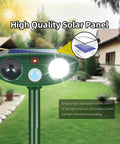 Two Pack Solar Ultrasonic Deer Deterrent With Motion Sensor And Bright LED Strobe For Outdoor Garden Yard Keeps Pests At Bay From Rabbits Raccoons Squirrels Skunks Foxes And Cats Waterproof Weatherproof, solar panel view
