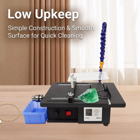 Jade Carving Machine 1850W Table Saw Polisher, 10000RPM Bench Grinder with jade piece on a smooth, clean work surface.