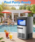 High Efficiency Under Counter Ice Maker, 120 Lbs Per Day, Stainless Steel, 45 Ice Cubes Per Cycle, outdoor pool party setting