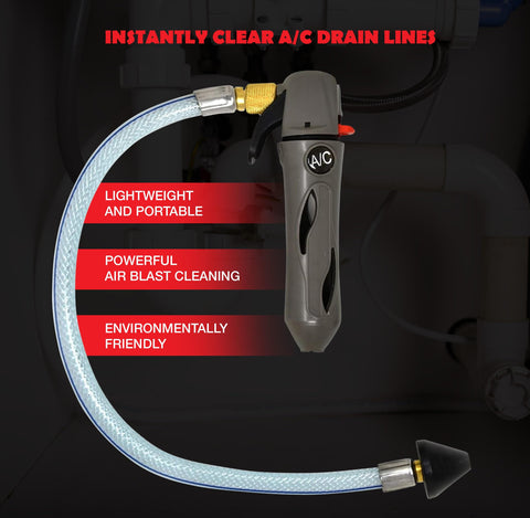 Gallo Drain Gun With CO2 Cartridges For AC Condensate Lines, HVAC Cleaner Blaster Opener Kit with hose attachment