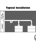 Diagram of a typical installation for D Three Inline Draft Inducer Fan For Vertical Vent Systems All Fuels Solves Venting Woes From Undersized Chimneys And Long Runs Down Drafts And Negative Pressure Perfect For Boilers Furnaces Water Heaters Ovens And More showing chimney and vent layout.