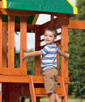 Four Pack Solid Safety Playground Handles Featuring Glow Grip Tech Heavy Duty Anti Slip Handholds For Kid Approved Bunk Beds Playsets Climbing Ladders Total Game Changer on wooden playset with child.