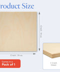 Birch plywood sheet, 12 x 12 in, 1/4 in (6 mm) thick, Baltic Birch, front view, single sheet