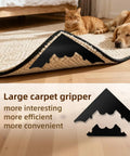 Rug Pad Gripper 8 Pack Reusable Non Slip Pads For Hardwood Floors And Tiles No Damage Keeps Corners Flat under rug shown in room.