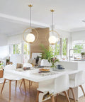 Mid Century Modern Large Globe Pendant Light With Brushed Brass Finish And White Glass Sphere, 1 Light Ceiling Hanging Pendant