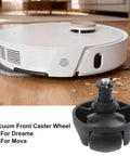 Front Caster Wheel Replacement For Mova L300 L600 And Dreame D9 L20 Ultra shown next to robotic vacuum in living room.