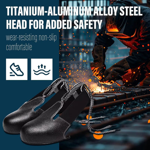 Industrial Steel Toe Overshoes For Shoes And Boots With Leather Safety Toe Caps Adjustable Anti Smash Protective Covers Universal Fit For Men And Women Tough As Nails Heavy Duty Slip Resistant Shield Black