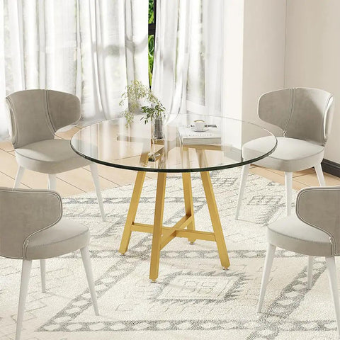 Gold X Shape Table Base For Glass Wood Marble Tops, Heavy Duty Metal Desk Leg With Suction Cups, 28 Inch Height in dining room
