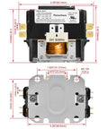 40 Amp 1 Pole Definite Purpose Contactor With 24V AC Coil Heavy Duty HVAC Replacement For C140A Models with dimensions