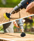 Two Inch Sanding Discs Kit With Backer Plate For Drill And Rotary Tools, 540 Pack Beefed-Up Variety Kit in use on wood surface