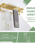 Brushed Dark Gold Stainless Steel Towel Rack With Double Bar Holder For Bathroom Wall Mount SUS 304 Durable Towel Shelf 23 Point 62 Inches