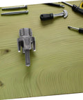Veemoon 3 Piece Pvc Pipe Threader Set For Electric Drill showing a 1 inch cutter on a wooden surface for plumbing repairs.