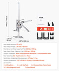 Dual Action Labor Saving Arm Jacks 2 Pack Adjustable Height Hand Lifter For Doors Windows And Massive Furniture With Built In Magnet Level And Quick Release No Sweat Operation Tough As Nails Silver Finish - 12.20 inch adjustable hand lifter with accessories.