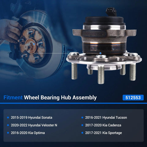 Rear Wheel Bearing And Hub Assembly With 5 Lug ABS Direct Fit For Hyundai Sonata 2015 2019 Tucson 2016 2021 Veloster N 2020 2022
