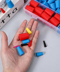 Hand holding colorful 350 piece silicone rubber hole stopper kit with eight sizes for spray painting and hole protection