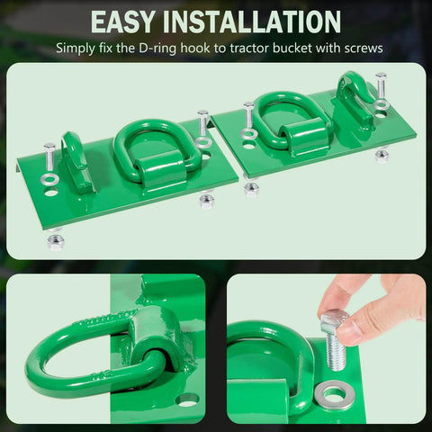 Heavy Duty Bolt On Tractor Bucket Hook Grab Hooks D Rings Compatible With Wide Range Of Compact And Utility Tractors image