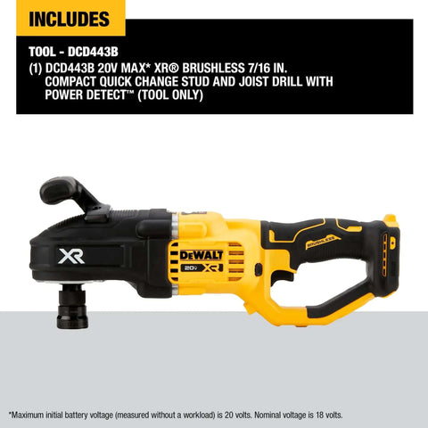 Runs Like A Champ With Savage Torque For Tough Framing Work Features Power Detect Technology And E Clutch Protection Handles Bind Ups Smoothly Includes Snappy Quick Release Hex Chuck Bare Tool Only, DEWALT 20V cordless stud drill.
