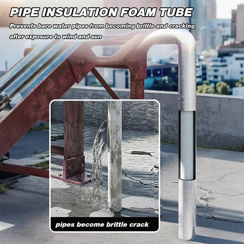 Pre-Slit Foam Pipe Insulation Wrap For Outdoor Spigots And Sprinkler Lines, Neoprene Foam Tube With Aluminum Foil Shield on pipe