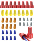 Various colorful wire nuts in different sizes for 10-22 AWG wires, part of a 50 Pcs Colorful Wire Nuts And Wire Caps Assortment Kit. Close-up view.
