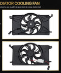 Rock Solid Radiator Cooling Fan Assembly With Brushless Motor Is A Dead Simple Drop In Replacement For 2012 2015 2012 2018 Ford Focus Battery EV BEV L4 20 Liter Replaces 621606 BV6Z8C607K Beat The Heat Fast, front and back view.