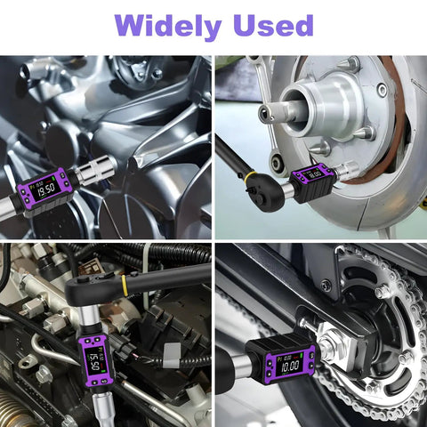 1/2 Inch Digital Torque Adapter Set With Ultra Slim Design For Tight Spaces, Delivers 0.4-22.1 Ft-Lb (0.6-30 Nm) Of Precise Torque, Great For Engine Bays, Bicycle Spokes, And Other Confined Work Areas, shown on engine and bike parts