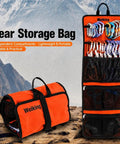 Rock Climbing Gear Storage Bag For Quickdraws And Small Parts Carabiner Hook Organizer shown folded and unfolded