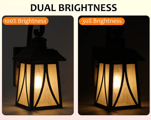 Motion Sensor Outdoor Wall Lantern With Dual Bright Modes For Entryway Porch Balcony Or Garage, E26 Filament LED Bulb Included, Oil Rubbed Bronze Finish, Weatherproof Outdoor Lighting