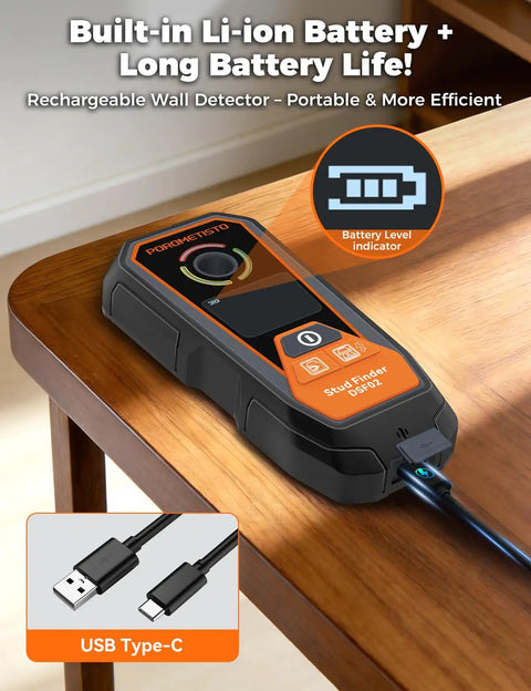 Beat The Guesswork With This Heavy Duty Rechargeable 6 In 1 Stud Finder And Wall Scanner Detects Wood Metal Live Electrical Wires USB Charging High Range Depth Gauge For Pro Diy Renovations