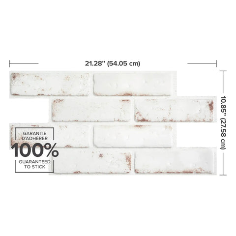 Peel And Stick Backsplash Tiles Brik Toscana X Large 5 Sheets 21.28 X 10.86 Inches 3D Stick On Tiles White Rusty Red North America