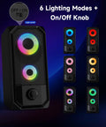Desktop Computer Speakers Hi Res Stereo Pair With Dual 5W Full Range Drivers USB Powered And 3.5mm AUX Input Volume Knob 6 RGB Light Modes