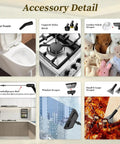 Powerful 2500W Handheld Steam Cleaner With 3 Level Adjustable Handle And 16 Accessories, detailed view of accessories like bent nozzle and scrapers.