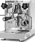 Front view of Espresso Machine And Eureka Mignon Silenzio 55 Grinder Bundle In Stainless Steel And Chrome Finish For Home Coffee Lovers Quiet Consistent Shots Dope For Beginners And Pros Alike.