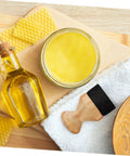 Straight Up Premium Wax Applicator For Cutting Boards Durable Bristle Brush For Mineral Oil Wood Polish Compact Kitchen Tool That Really Delivers The Goods You Need with jar of yellow wood oil.