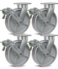 Kingpinless Casters Badass Heavy Duty Workhorse Built Different Deliver Two Thousand Five Hundred Pounds Per Wheel with four brakes