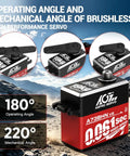 Premium Brushless Digital RC Servo Motor Engineered For 1/10 Buggies with 180° operating angle and 220° mechanical angle.