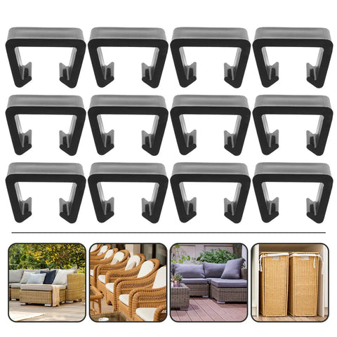 Ganazono 12 Pieces Sectional Sofa Clips Fasteners For Outdoor Rattan Furniture shown with usage examples
