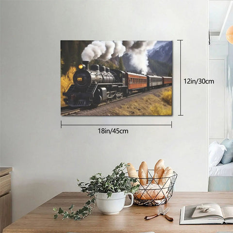 Dope Steam Locomotive Train Canvas Wall Art 12x18 Inches for Living Room Bedroom Office and Bathroom Vibe in a cozy setting