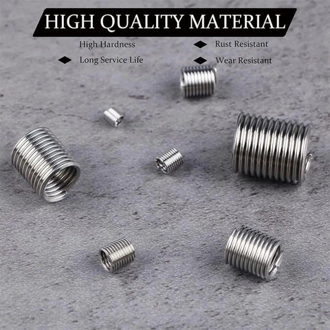 Heavy Duty 124-Piece 304 Stainless Steel Threaded Insert Kit With Cutting Slots For Easy, Secure Installations On Metal And Plastic Surfaces