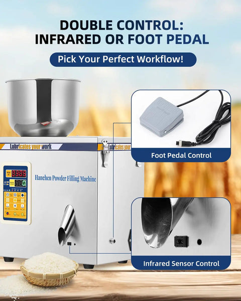 Ditch The Messy Spills With This Dead On Accurate Digital Powder Filler And Auto Granule Dispenser Featuring Plug And Play Foot Pedal Operation For Quick Setup And Fast Bulk Packaging Tasks