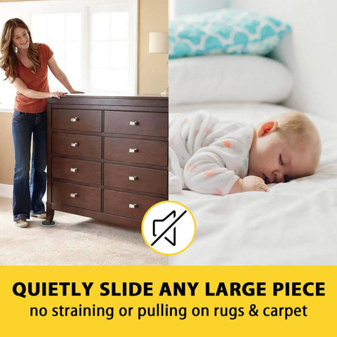 8 Piece Furniture Sliders Set 9.5 Inch Heavy Duty Gliders Floor Safe For Carpet Hardwood Tile Floors Reusable Plastic Moving Pads Protectors For Large Furniture Easy Glide Pads Beige