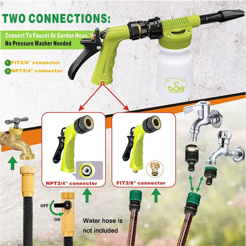 Dope Car Wash Foam Gun For Garden Hose With 6 Levels Of Foam Concentration Adjustable Sprayer Thick Filtration Metal Handle