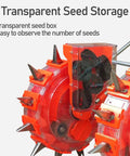 Double Row Garden Seeder Planter Hand Push Spreader with transparent seed storage and stainless steel nozzles