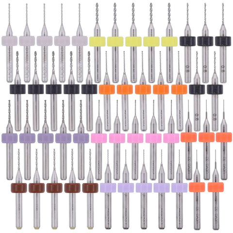 Carbide PCB Drill Bit Set Spiral Flute 0.3mm To 1.2mm For Dremel CNC Engraving PCBs Jewelry Stone Glass Etching, 50-Pack Display