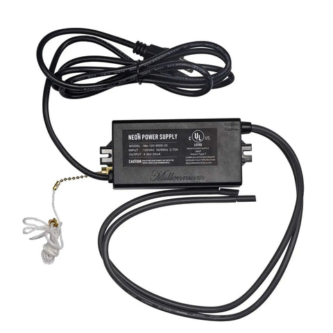 6.5kV Neon Sign Transformer For Glass Neon Art, 120V AC Power Supply, 50/60Hz, 30mA Output, UL Listed, Plug And Play On Off Cable Switch