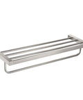 Solid Brass Bathroom Shelf With Towel Bar In Brushed Nickel Finish For Towels Washcloths And Toiletries Heavy Duty Rust Resistant Organizer