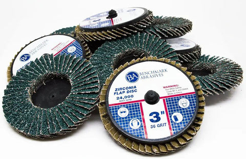 3 Inch Quick Change Zirconia Flap Disc Set With Pro Grade Build and Male R Type Back Design For Die Grinder Finishing Deburring Weld Lines And Irregular Surfaces 120 Grit 10 Pack