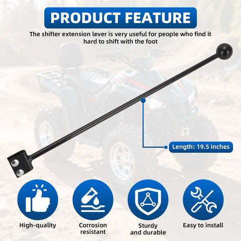19.5 Inch ATV Gear Shifter Lever For Honda And Yamaha Heavy Duty Extended Hand Control Gear Shift Extension with highlighted features