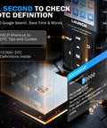 CR529 OBD2 Scanner For Cars After 1996 Full OBD2 Diagnostics With Read And Erase Codes, displaying DTC lookup feature screen.