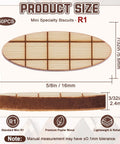 Diagram showing size of 50 Pack Pro Grade Poplar Wood Joiner Biscuits For R1 Micro Joiner, dimensions labeled.