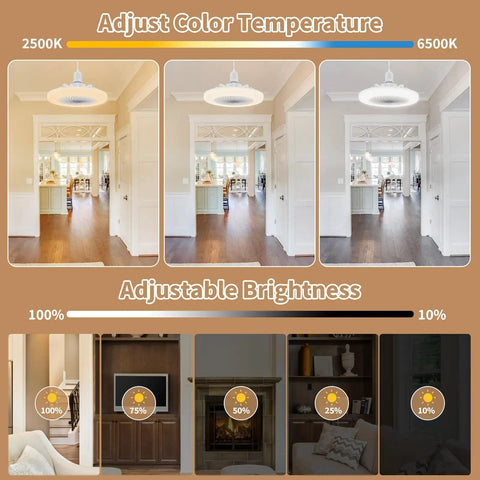 Plug In Ceiling Fan With Light 19.68Ft Long Cord Remote Control 110V E26 Socket 30W Small Ceiling Fan Light installed in room